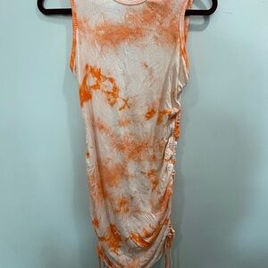 Rue21 Orange and White Tie-Dye Top